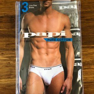 NWT PAPI 3-Pack Low Rise Briefs Size S Light Grey/Aluminum/Black